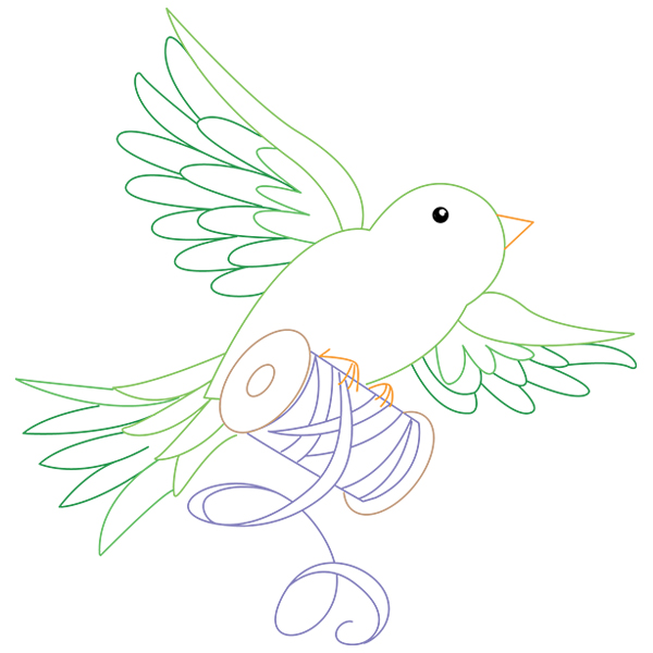 Bird with Thread Spool [SVG, DXF]