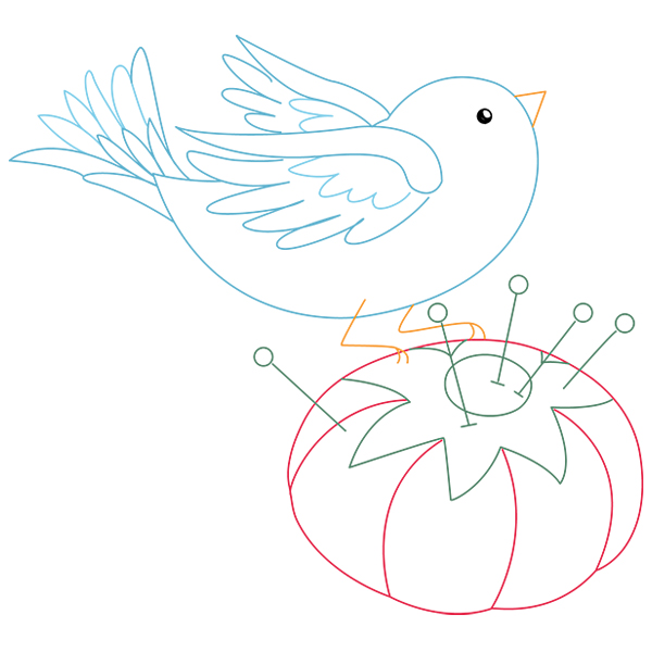Bird with Pincushion [SVG, DXF]