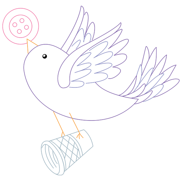 Bird with Thimble [SVG, DXF]