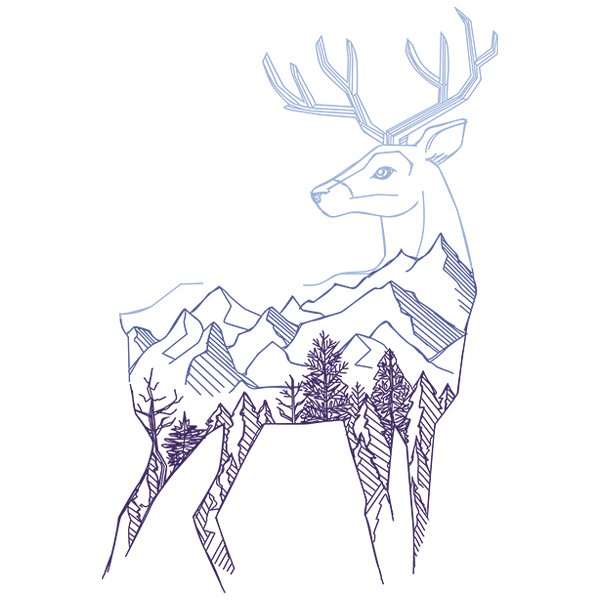 Deer Wilderness Scene [SVG, DXF]