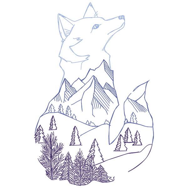 Fox Wilderness Scene [SVG, DXF]