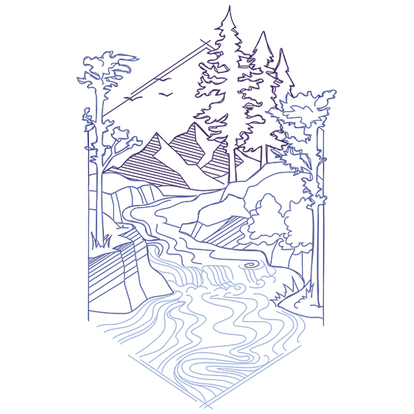 Hexagon Wilderness Scene [SVG, DXF]