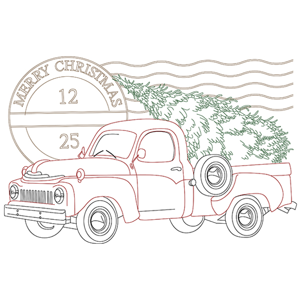 Merry Christmas Truck [SVG, DXF]