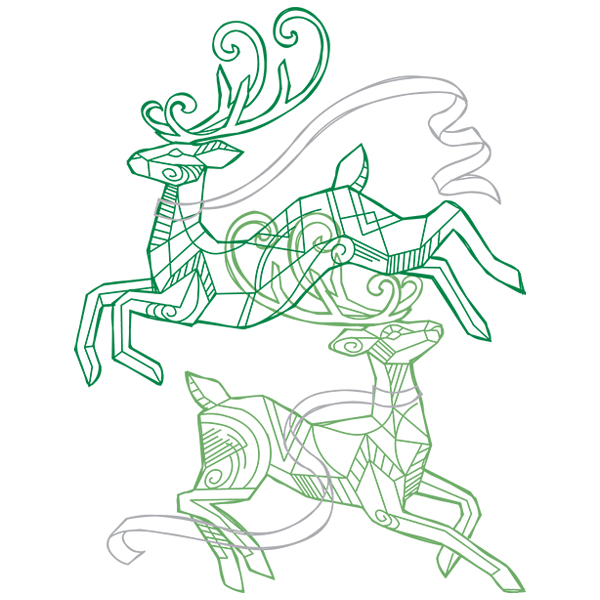 Reindeer with Ribbon [SVG, DXF]