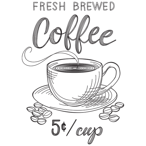Fresh Brewed Coffee Sketch [SVG, DXF]