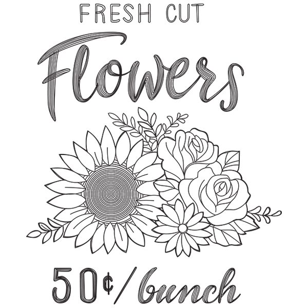 Fresh Cut Flowers Sketch [SVG, DXF]