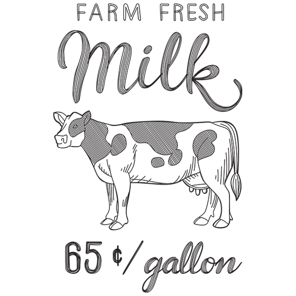 Farm Fresh Milk Sketch [SVG, DXF]