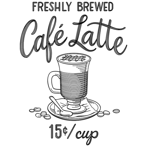 Coffee House Sign - Cafe Latte [SVG, DXF]