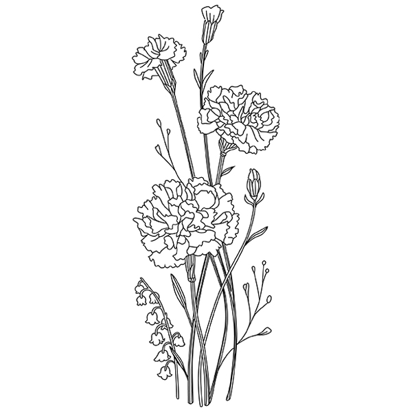 Delicate Floral Bunch - Carnations [SVG, DXF] 1