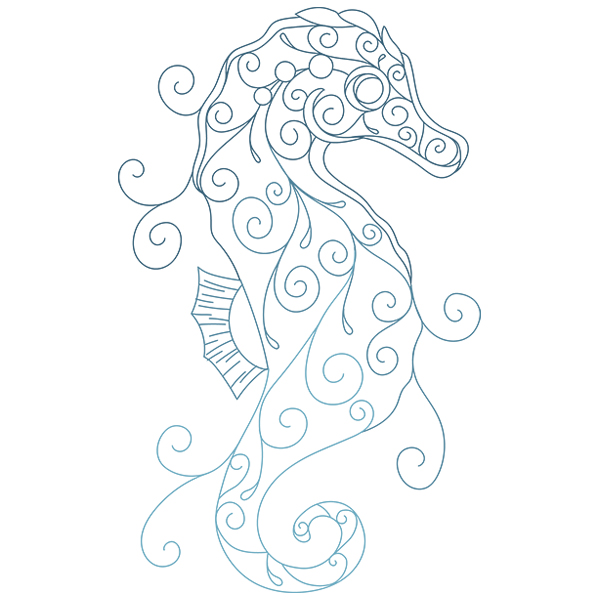 Aqua Marine Seahorse [SVG, DXF] 1