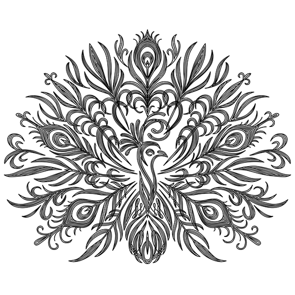 Calligraphy Peacock Mandala [SVG, DXF]