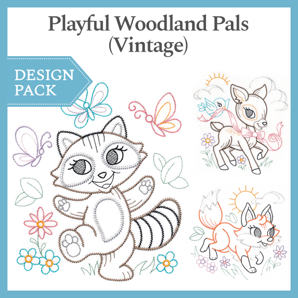 A Playful Woodland Pals (Vintage) Design Pack - Sm