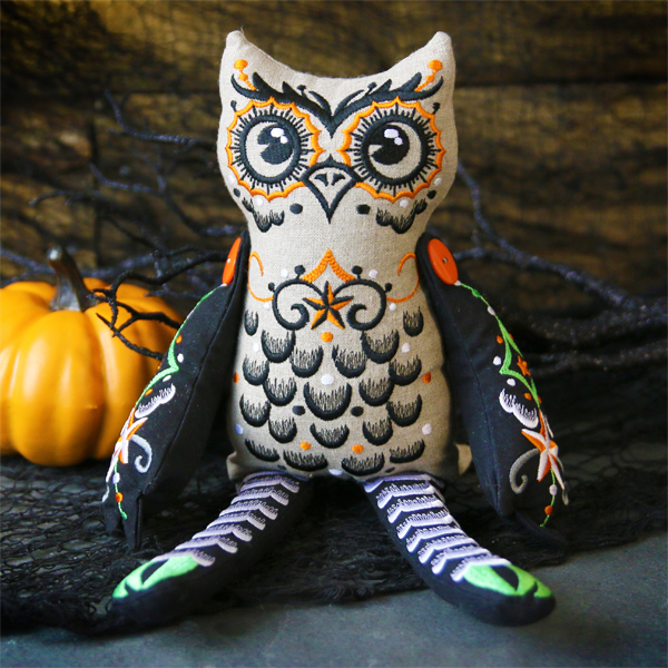 Hand newest Embroidered Dreamy Owl Artist Doll