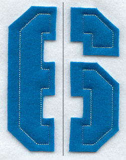 Collegiate Number 6 (Split, Crafty Cut Applique) (4 Inch)