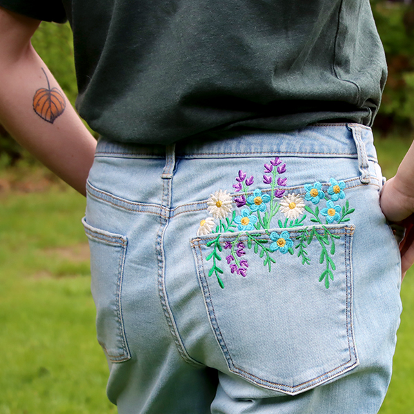 Pocket Flower Embroidery Pattern-pdf Embroidery Pattern
