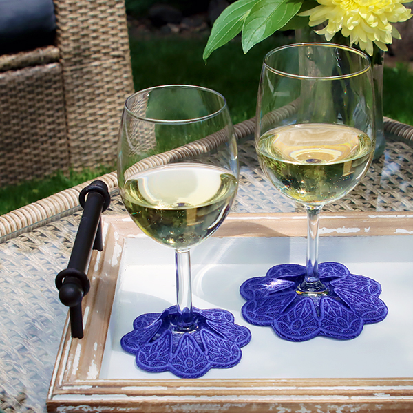 Summer Petals Wine Glass Coaster (Lace)