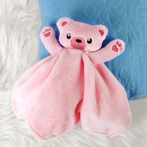 Snuggles and Smiles Stuffed Teddy Bear Blanket Buddy In the Hoop