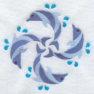 Dolphin Quilt Block - 4 Block - Md