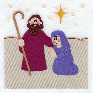 Nativity Mary and Joseph Quilt Block - Sm