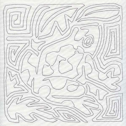 Mola Poison Dart Frog Quilting Square (Single Run)