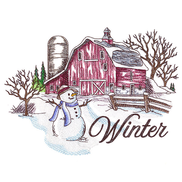 Winter in the Country Barn Scene 1
