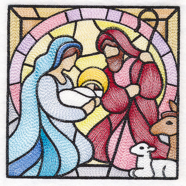 nativity scene stained glass